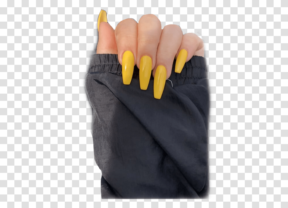 Yellow Acrylics Nails Acrylicnails Black Acrylic Nails Background, Apparel, Person, Human Transparent Png