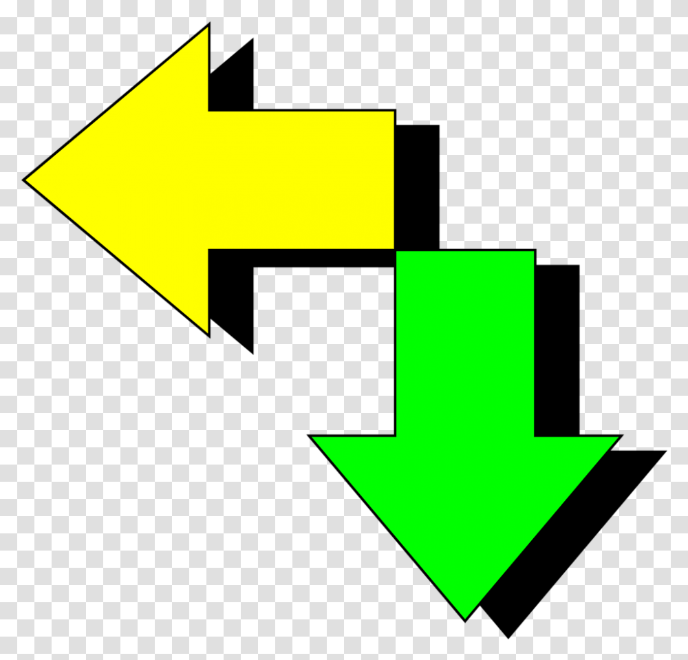 Yellow And Green Arrow Green Down Arrow Full Size Green Arrow Pointing Down, Symbol, First Aid, Light, Star Symbol Transparent Png