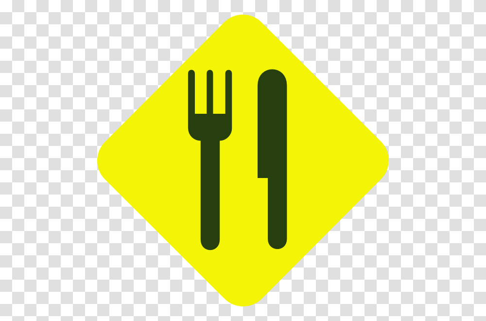 Yellow And Green Knife And Fork Diagonal Svg Clip Arts Traffic Sign, Cutlery, Road Transparent Png