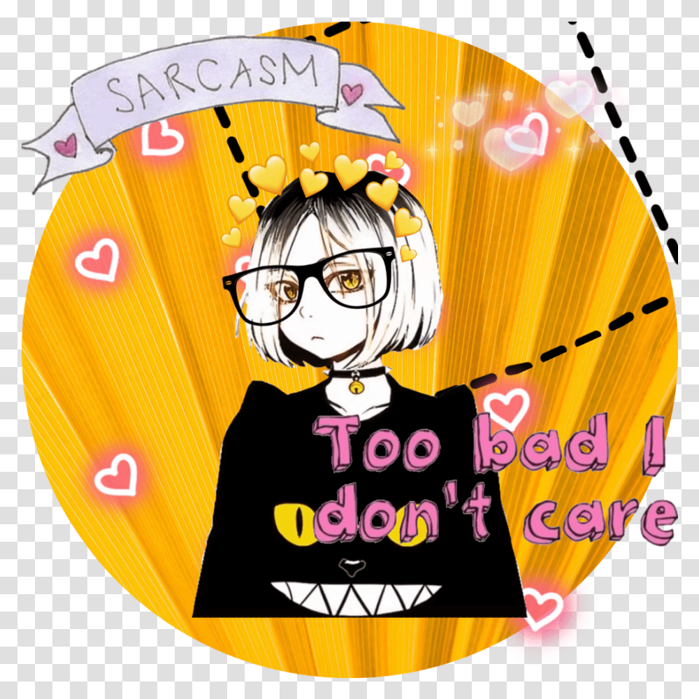 Yellow Anime Girl Glasses Themed Kawaii Cute Adorable Cute Anime Girl Pfp, Person, Text, Book, Leisure Activities Transparent Png