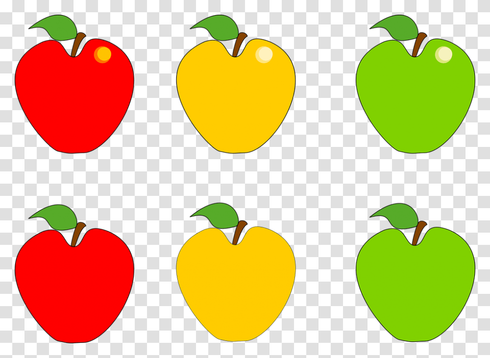 Yellow Apples Clipart Red And Green Apples Clipart, Plant, Fruit, Food, Apricot Transparent Png