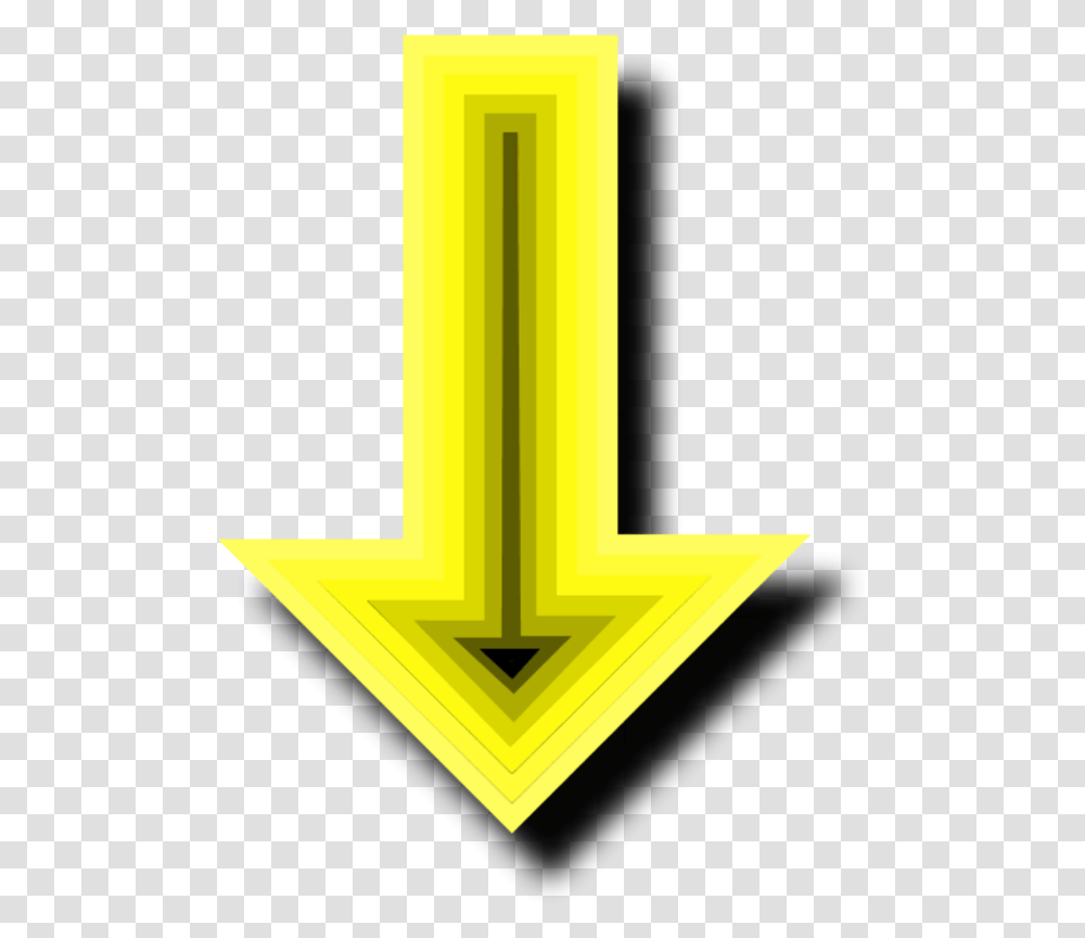 Yellow Arrow Pointing Down Clipart Down Arrow Yellow 3d, Symbol, Weapon, Weaponry, Emblem Transparent Png