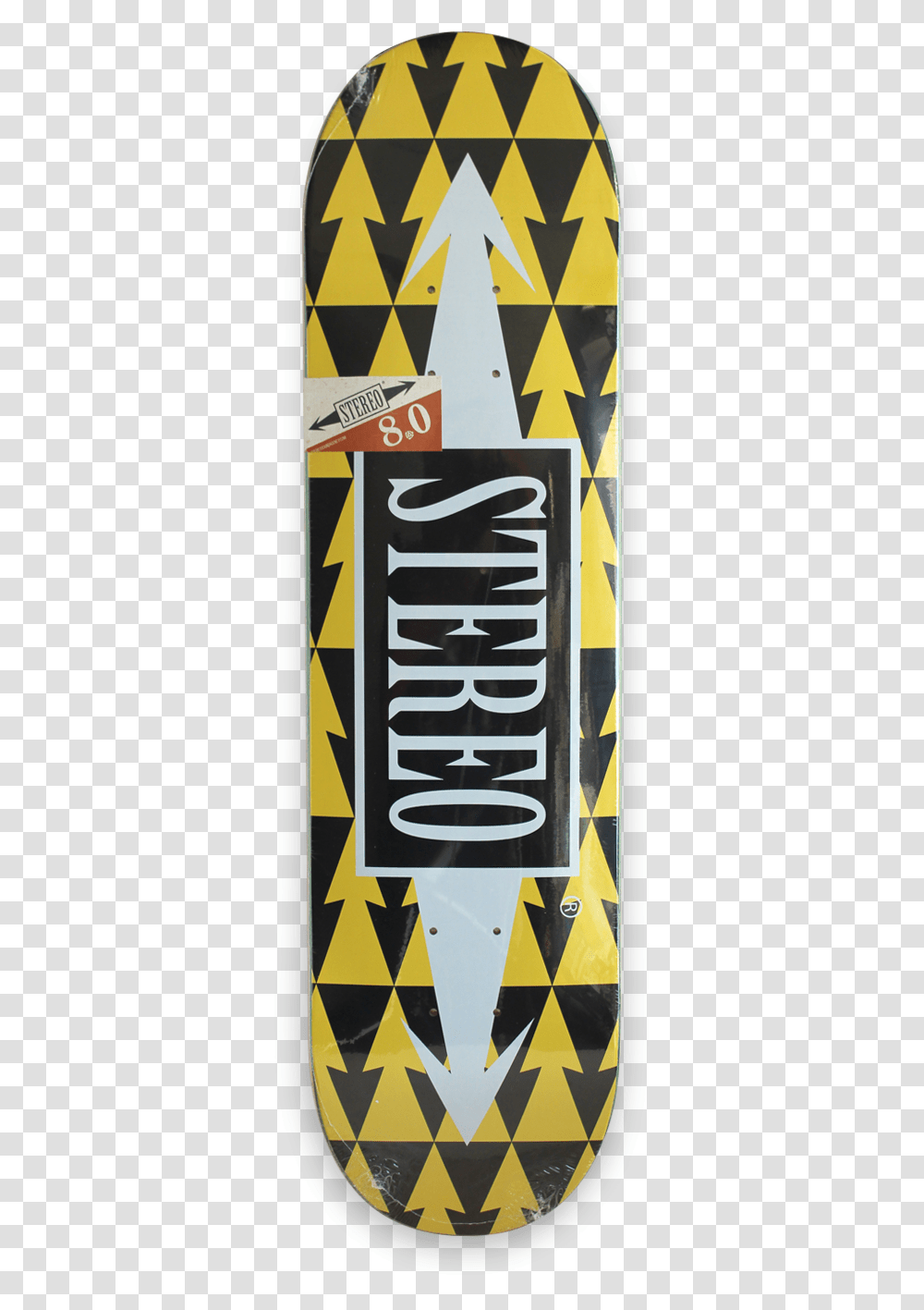 Yellow Arrow Stereo Skateboards, Alphabet, Label, Beverage Transparent Png