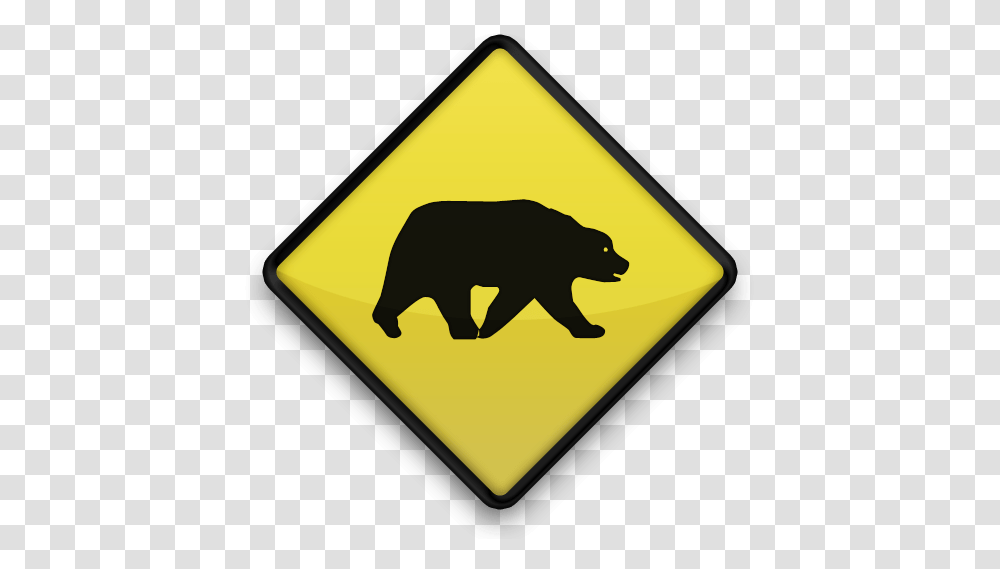 Yellow Bearpng Knife And Fork Road Sign, Wildlife, Mammal, Animal, Symbol Transparent Png