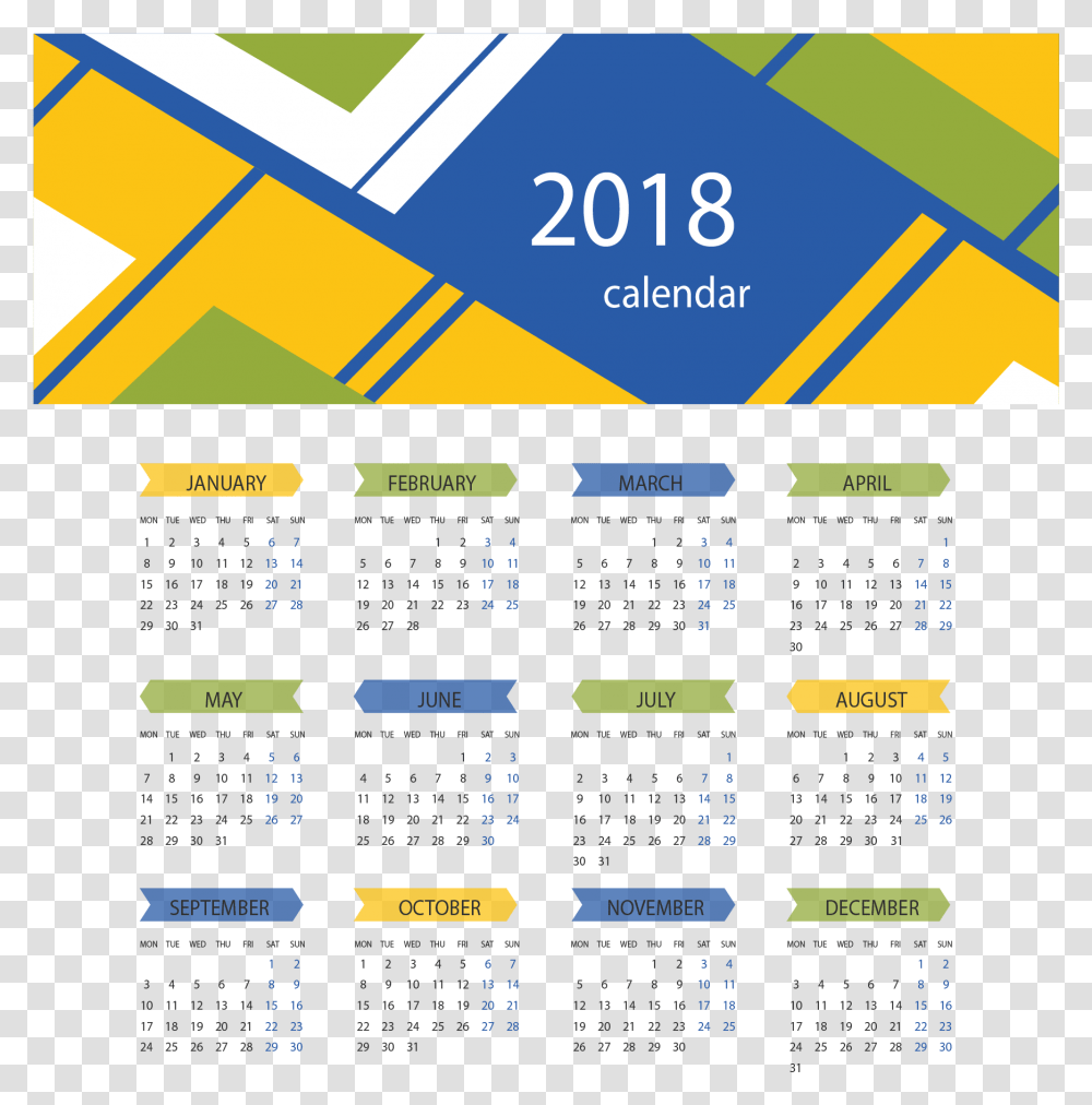 Yellow Blue Abstract Background 2018 Calendar Calendar Design 2018, Scoreboard Transparent Png