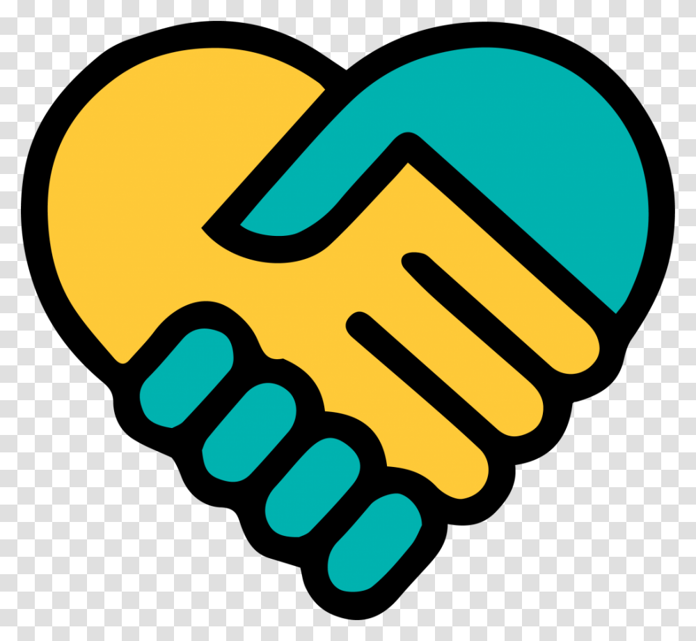 Yellow Blue Holding Hands Heart, Handshake Transparent Png