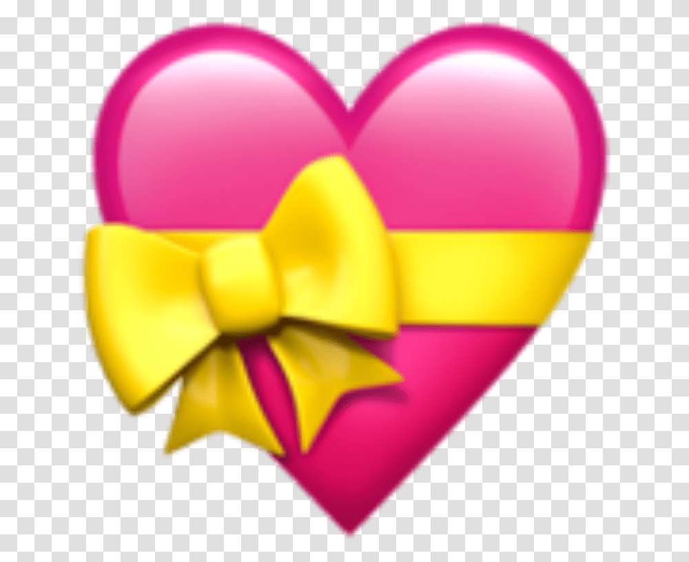 Yellow Bow Pink Yellow Bow Heart Emoji Heart Heart With Bow Emoji, Balloon Transparent Png