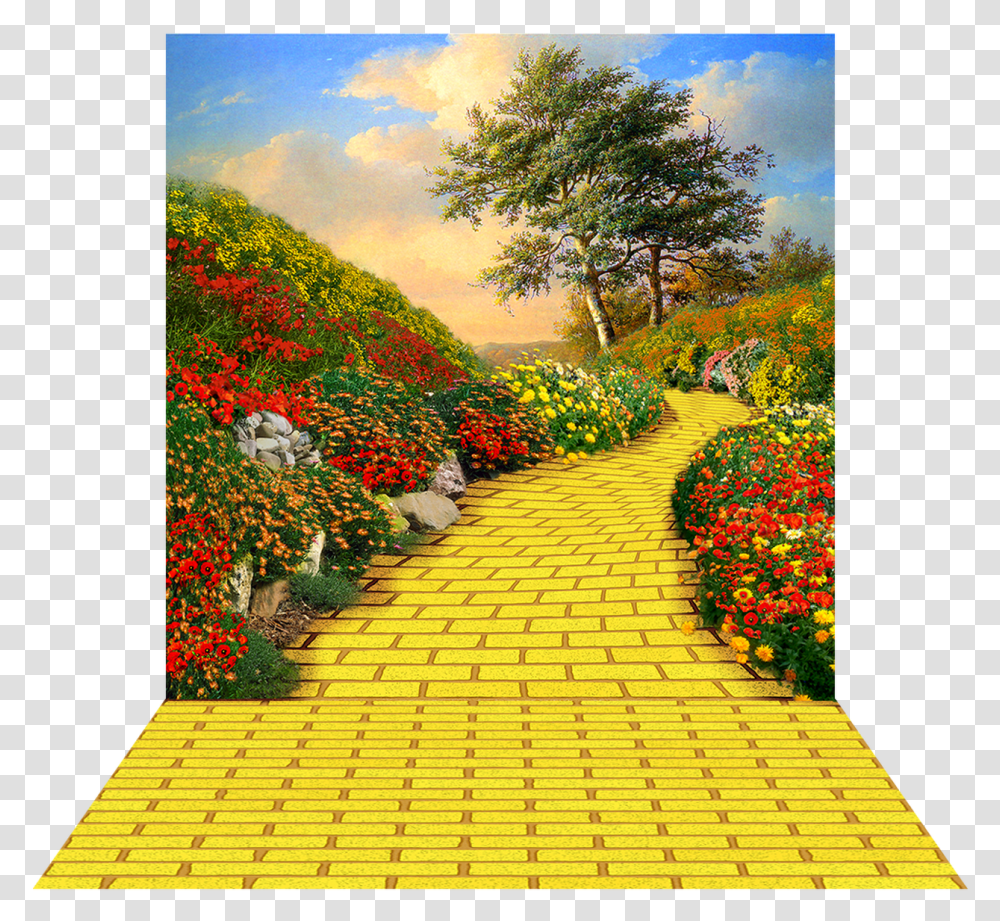 Yellow Brick Road Background Yellow Brick Road Wall, Outdoors, Plant, Garden, Flower Transparent Png