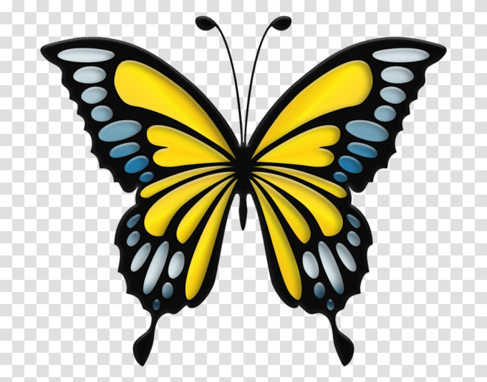 Yellow Butterfly Blue Butterfly Clip Art, Insect, Invertebrate, Animal, Monarch Transparent Png