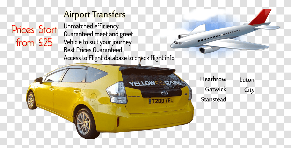 Yellow Cars London, Vehicle, Transportation, Automobile, Airplane Transparent Png