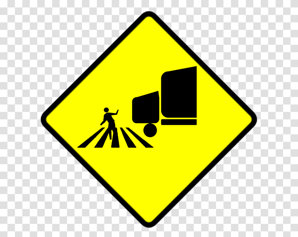 Yellow Caution Traffic Sign Of Woman Pedestrian In Crosswalk, Road Sign Transparent Png