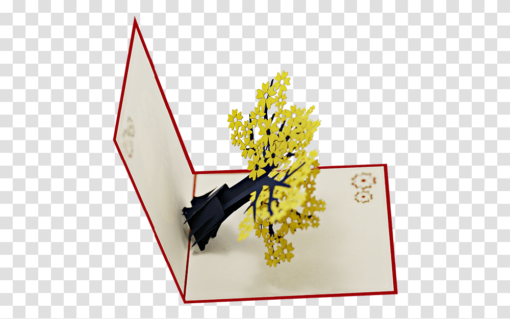 Yellow Cherry Blossom Tree 3d Card Illustration, Text, Triangle, Graphics, Art Transparent Png