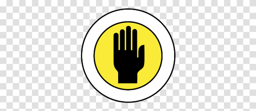 Yellow Circle With Black Hand Intrusion Detection Icon, Fork, Cutlery, Road, Symbol Transparent Png