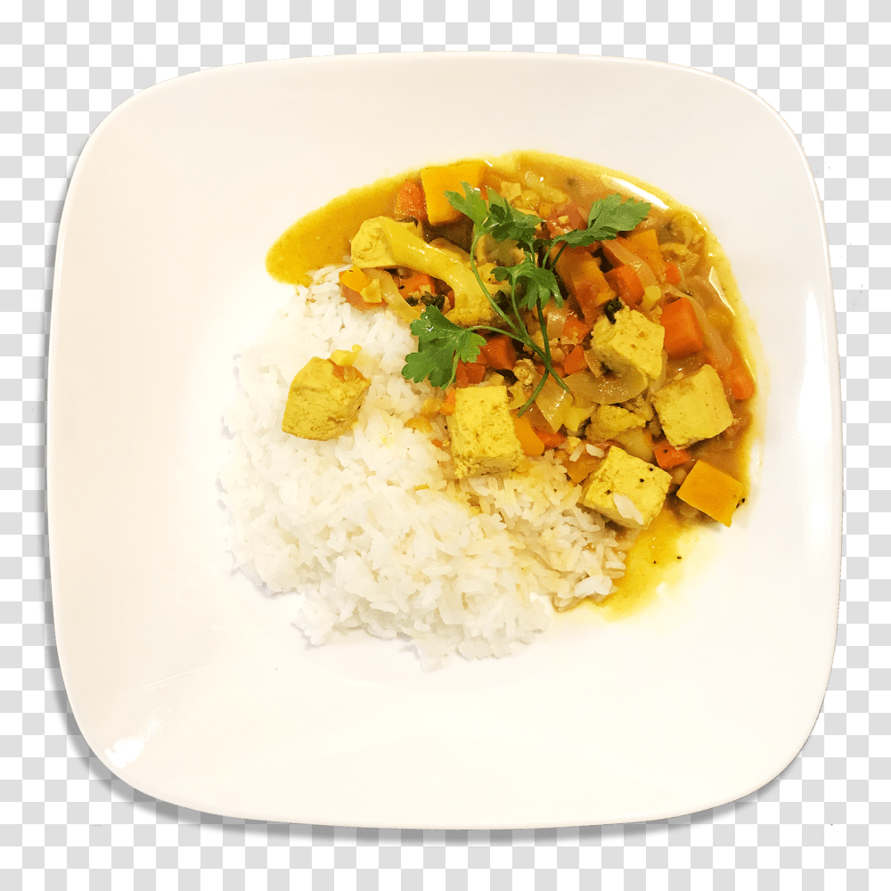Yellow Curry Tofu Rice, Dish, Meal, Food, Plant Transparent Png