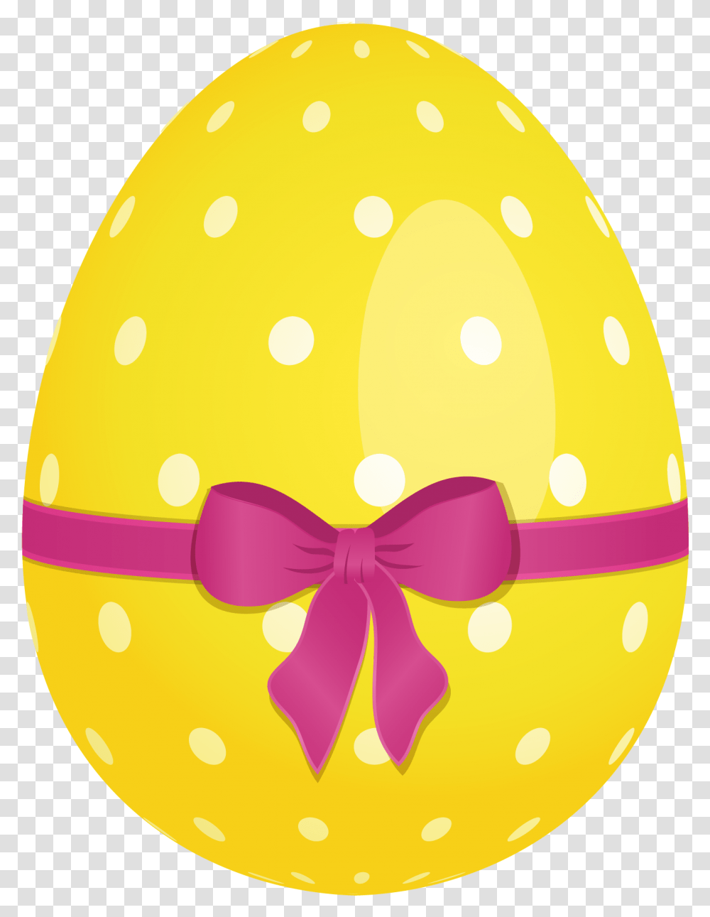 Yellow Dotted Easter Egg With Pink Bow Clipart Easter Egg Background, Food, Helmet, Apparel Transparent Png