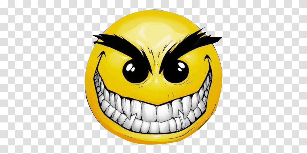 Yellow Evil Smiley Face, Helmet, Apparel Transparent Png