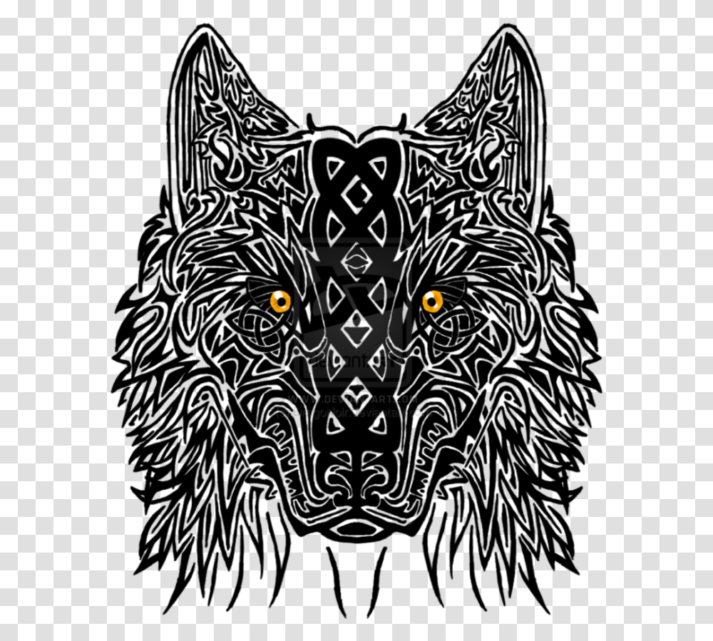 Yellow Eyes Celtic Wolf Head Tattoo Design Nordic Wolf Tattoo Designs, Tree, Plant, Label Transparent Png