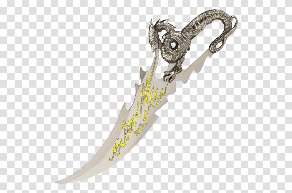 Yellow Fire Breathing Dragon Dagger, Weapon, Weaponry, Blade, Knife Transparent Png