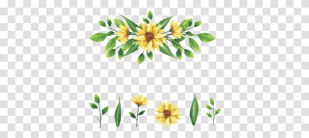 Yellow Floral Arrangement Wreath And Leaf Style Watercolor Manchas De Acuarela Amarilla, Plant, Flower, Daisy, Petal Transparent Png