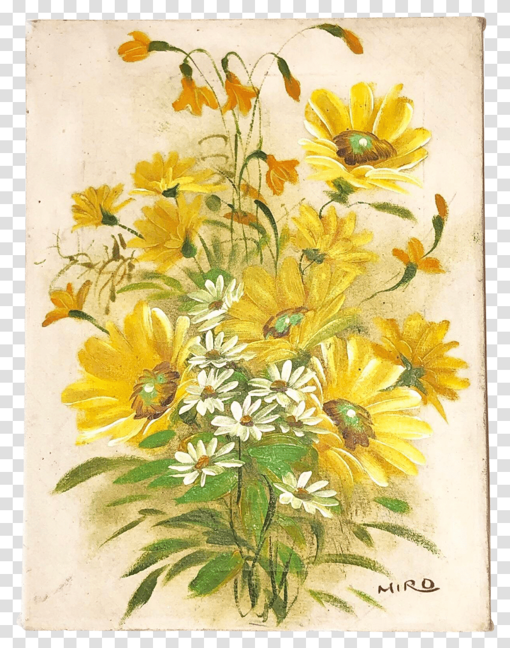 Yellow Flower And Daisy Painting Yellow Flower Daisy Painting, Floral Design, Pattern, Graphics, Art Transparent Png