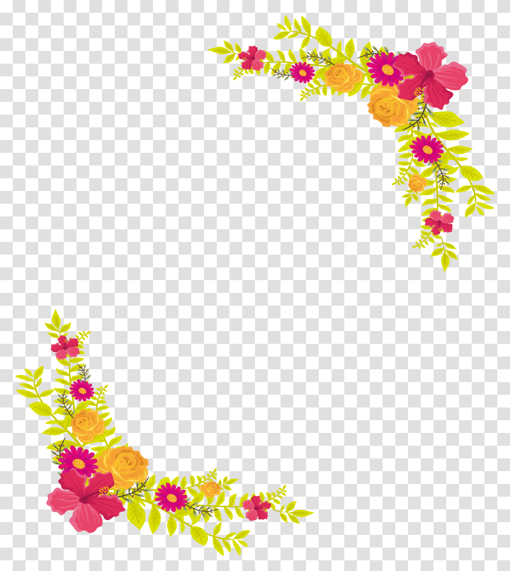 Yellow Flower Border Yellow Floral Border, Floral Design, Pattern Transparent Png