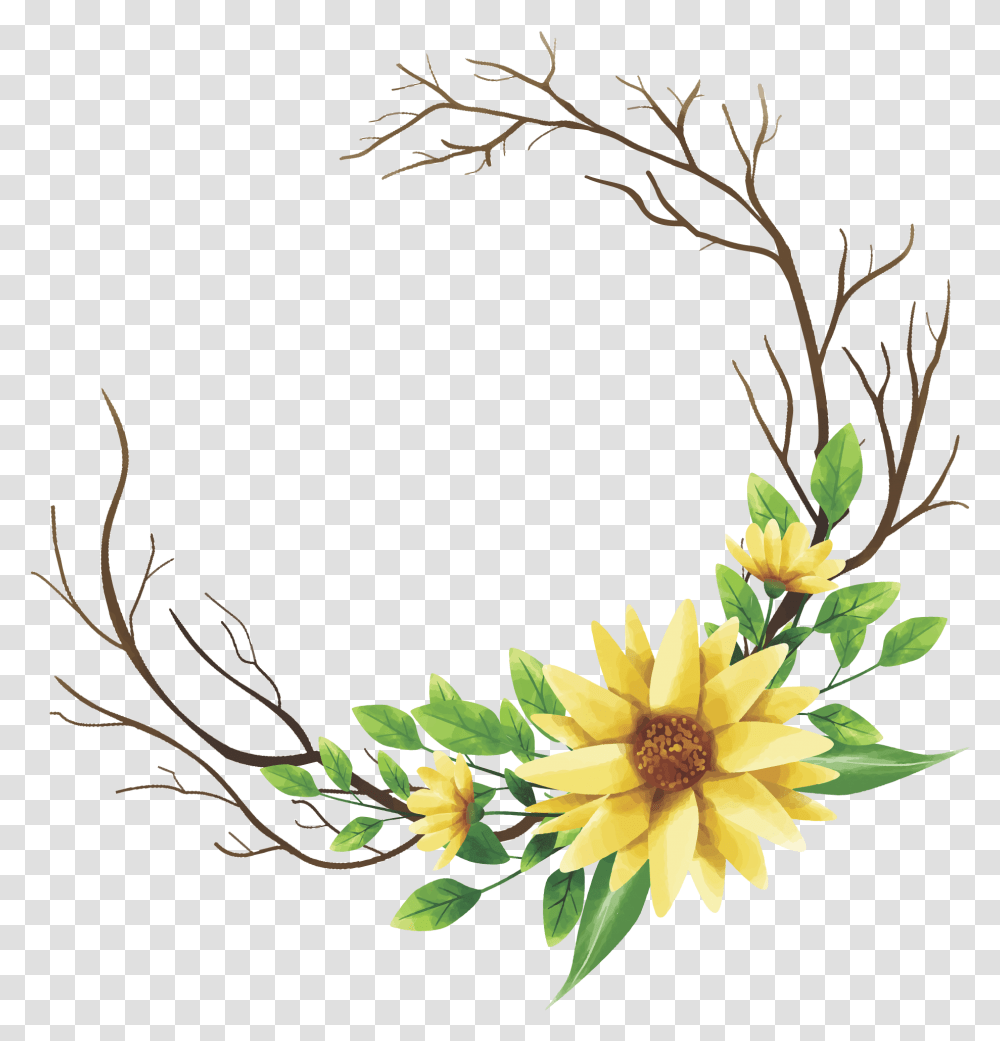 Yellow Flower Frame, Plant, Ikebana, Vase Transparent Png