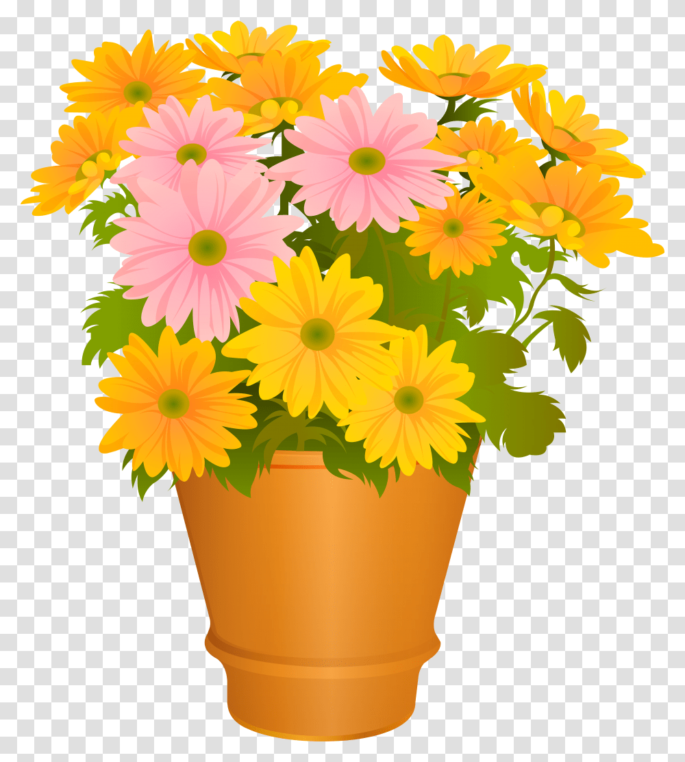 Yellow Flower Pot & Free Potpng Transparent Png