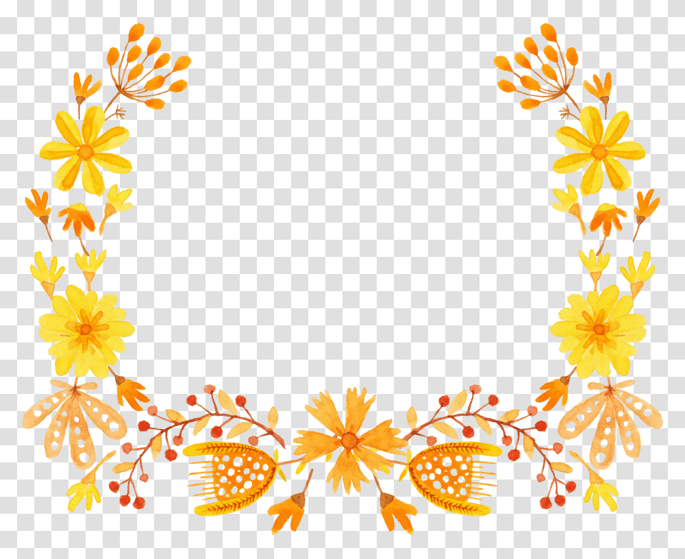 Yellow Flower Semicircle Clip Art Yellow Floral Border Design, Floral Design, Pattern, Rug Transparent Png