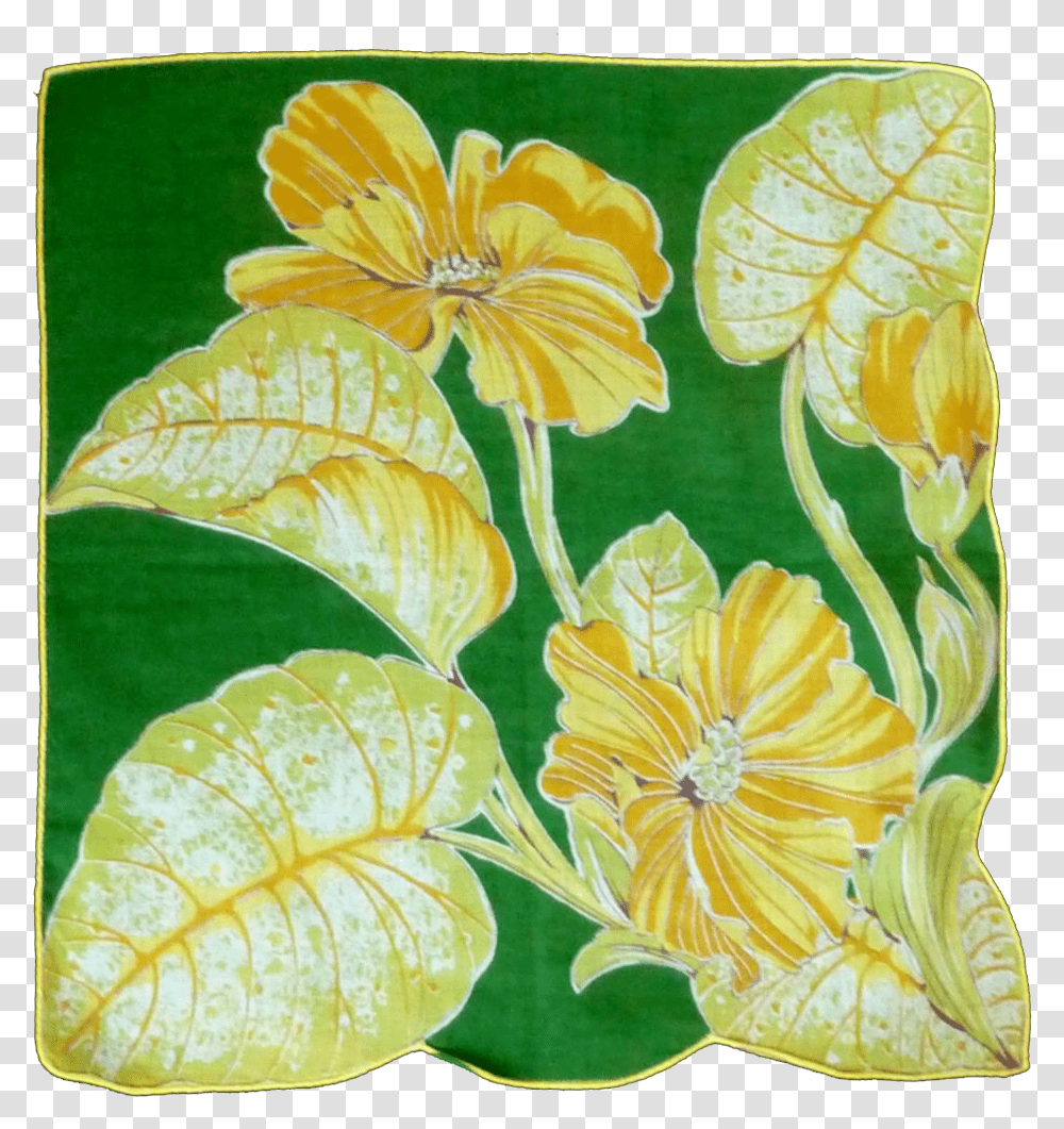 Yellow Flowers Linen Handkerchief Hanky Decorative, Cushion, Art, Pattern, Applique Transparent Png