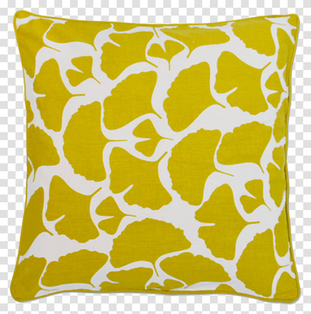 Yellow Gingko Leaf Pillow Cover Handmade In Bali Throw Pillow Patterns, Cushion, Rug Transparent Png