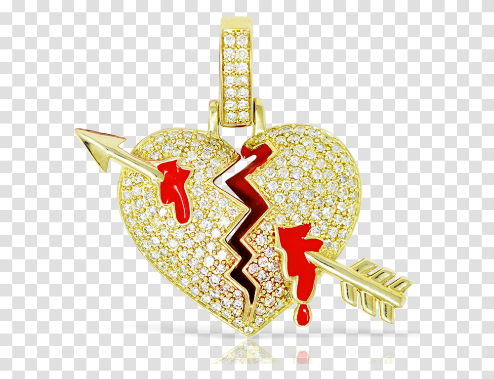 Yellow Gold Arrow Shattered Heart 1 Locket, Jewelry, Accessories, Accessory, Pendant Transparent Png
