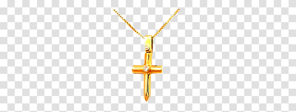 Yellow Gold Cross With Diamond Set Cross, Crucifix, Pendant Transparent Png