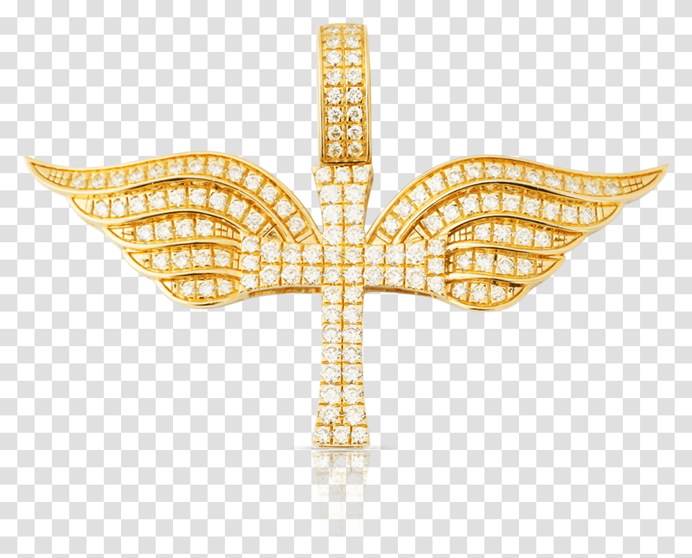 Yellow Gold Cross With Wings Gold Diamond Cross, Symbol, Crucifix, Accessories, Accessory Transparent Png