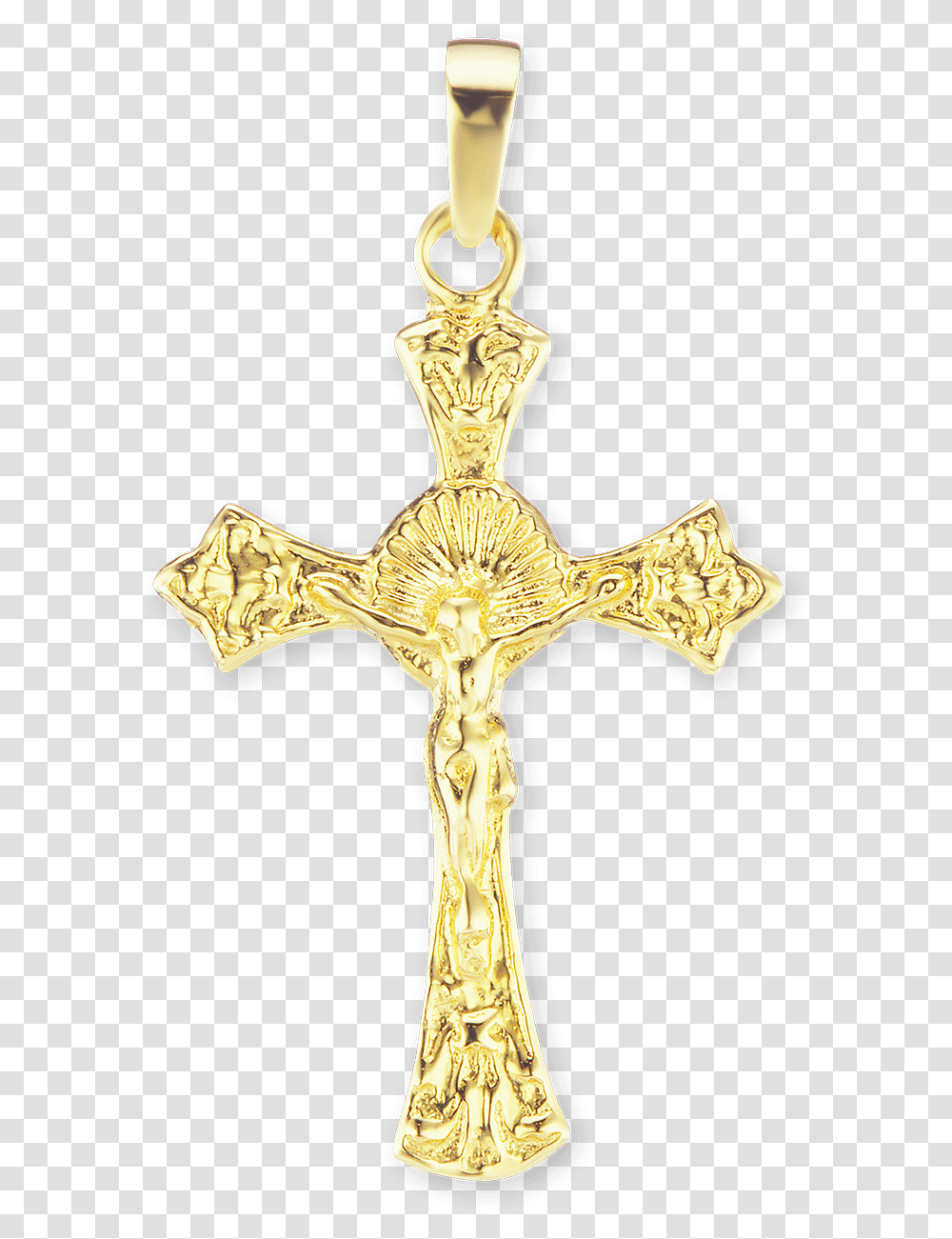 Yellow Gold Crucifix Pendant With Front And Back Jesus Cross Necklace Transparent Png