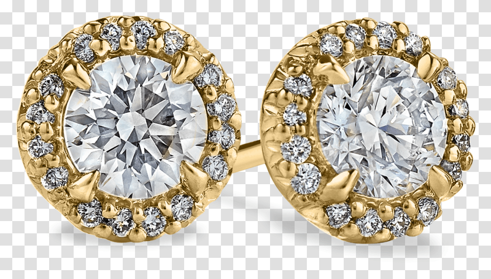 Yellow Gold Diamond Halo Stud Earrings Diamond, Accessories, Accessory, Jewelry, Gemstone Transparent Png