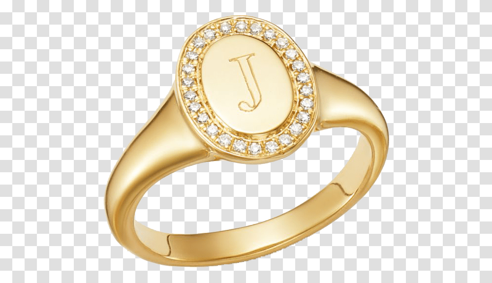 Yellow Gold Diamond Initial Signet Ring Solid, Jewelry, Accessories, Accessory Transparent Png