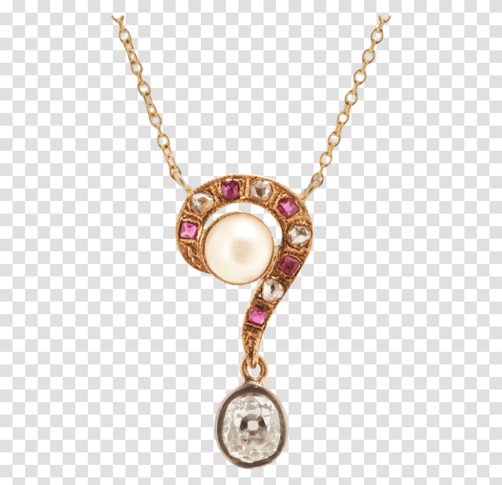Yellow Gold Diamond Ruby And Pearl Question Mark So Chic Kolye Anneler Gn, Necklace, Jewelry, Accessories, Accessory Transparent Png