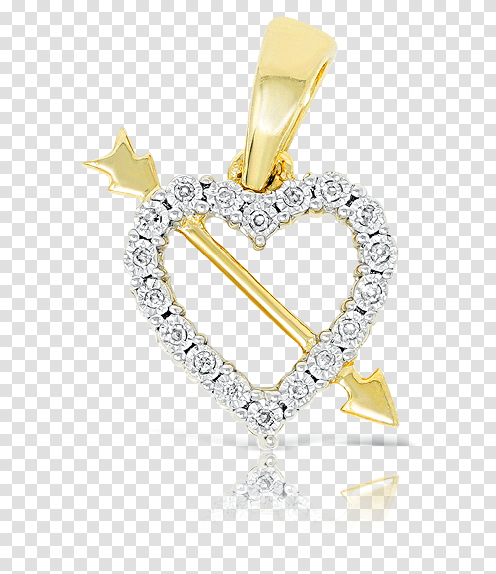 Yellow Gold Heart Arrow Pendant 004ct With Chain Locket, Diamond, Gemstone, Jewelry, Accessories Transparent Png