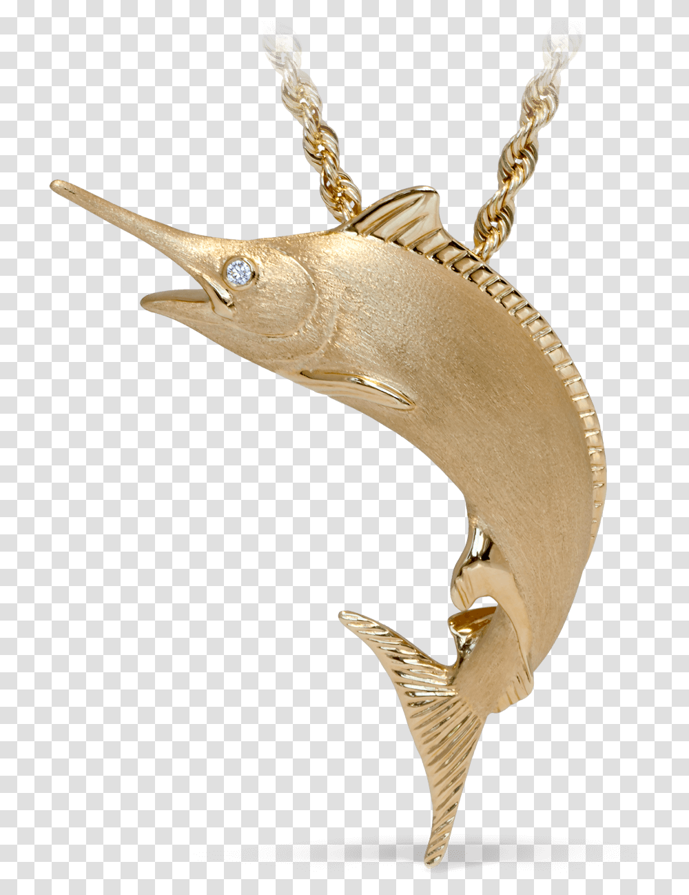 Yellow Gold Marlin Diamond Fish Necklace Pendant, Animal, Bird, Sea Life, Bronze Transparent Png