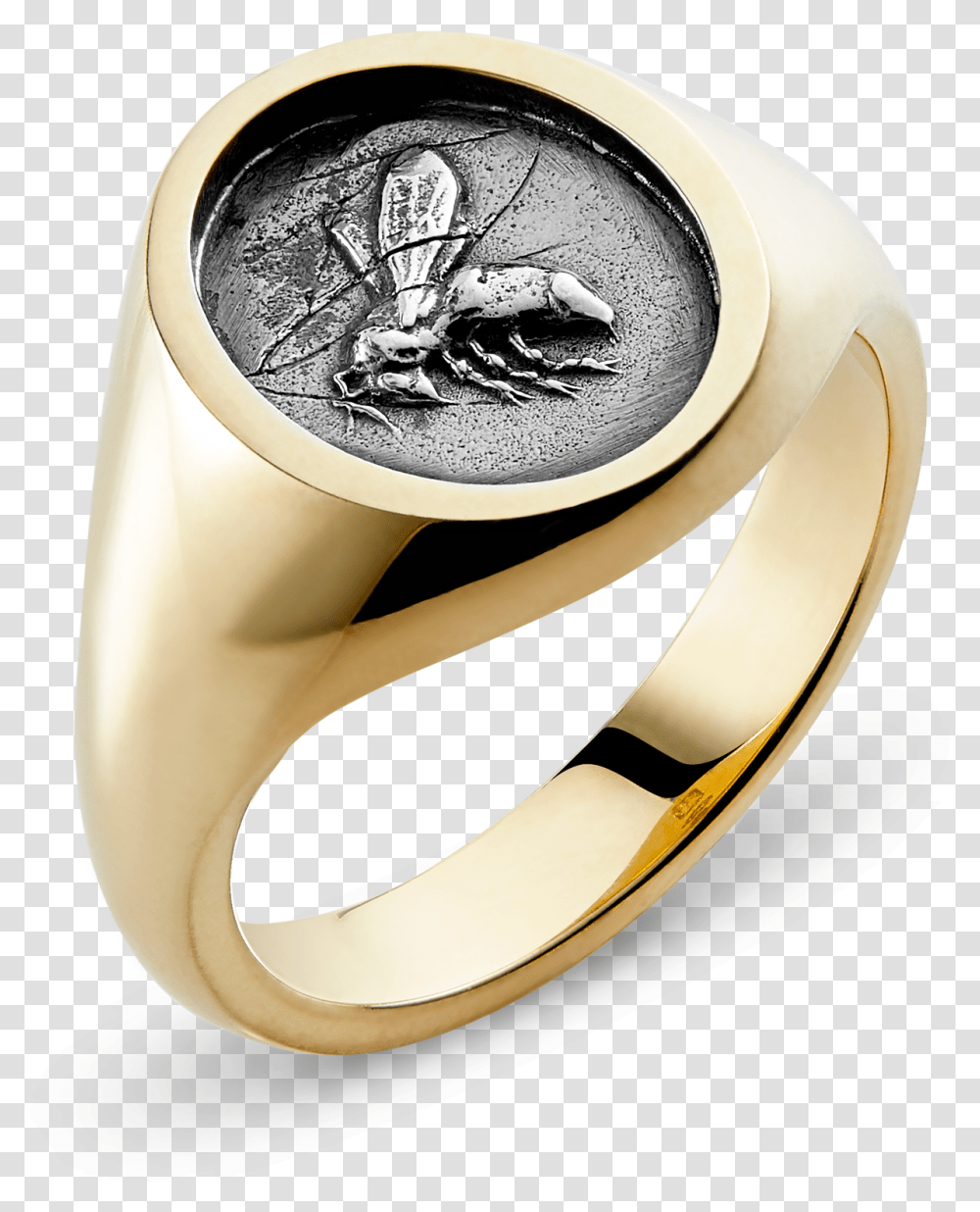 Yellow Gold Medium Oval Bumble Bee Signet Ring Pre Engagement Ring, Accessories, Accessory, Jewelry Transparent Png