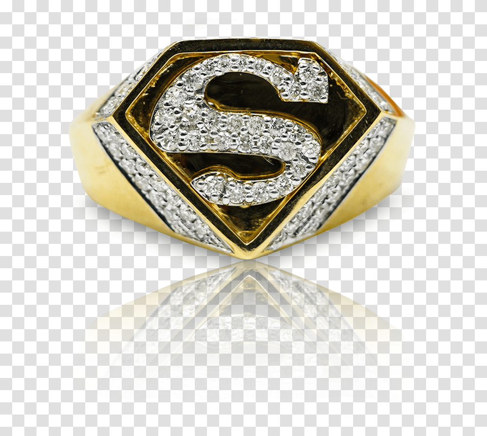 Yellow Gold Men's Superman Diamond Ring Ring, Jewelry, Accessories, Accessory, Brooch Transparent Png