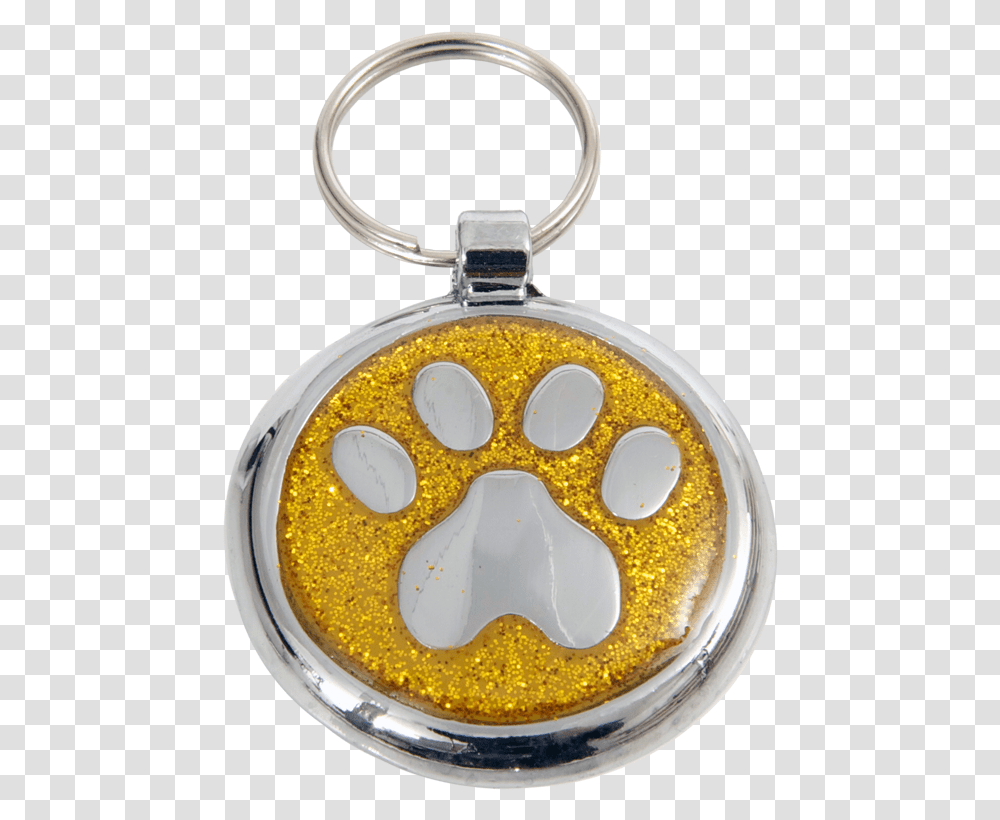 Yellow Gold Paw Print Designer Dog Tag Keychain, Pendant, Locket, Jewelry, Accessories Transparent Png