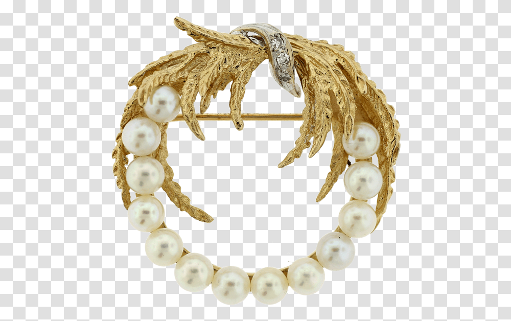Yellow Gold Pearl Wreath Pin Pearl, Accessories, Accessory, Jewelry, Cuff Transparent Png
