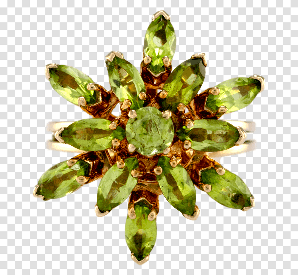 Yellow Gold Peridot Floral Ring Diamond, Jewelry, Accessories, Gemstone, Ornament Transparent Png
