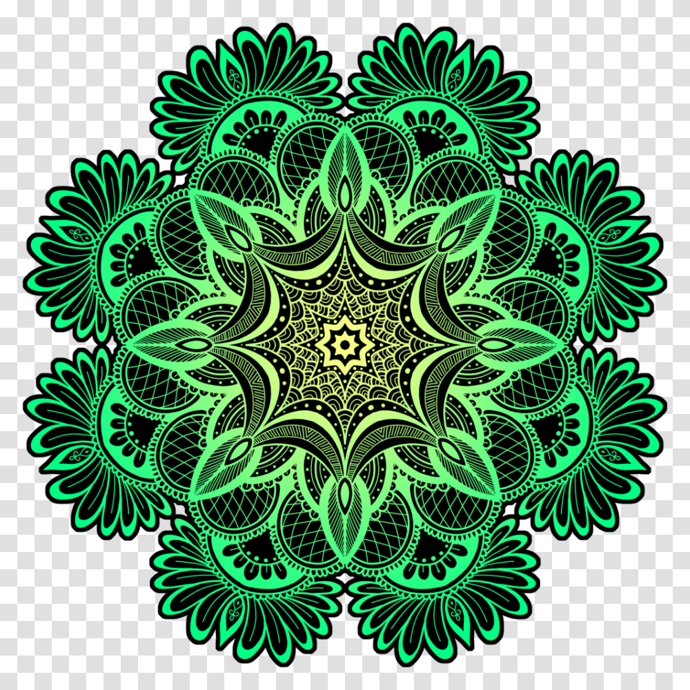 Yellow Green Flower Pattern Circle Hd, Ornament, Fractal, Rug Transparent Png