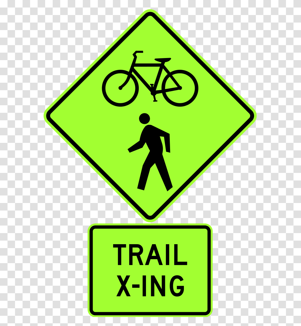 Yellow Green Road Sign, Bicycle, Vehicle, Transportation, Bike Transparent Png