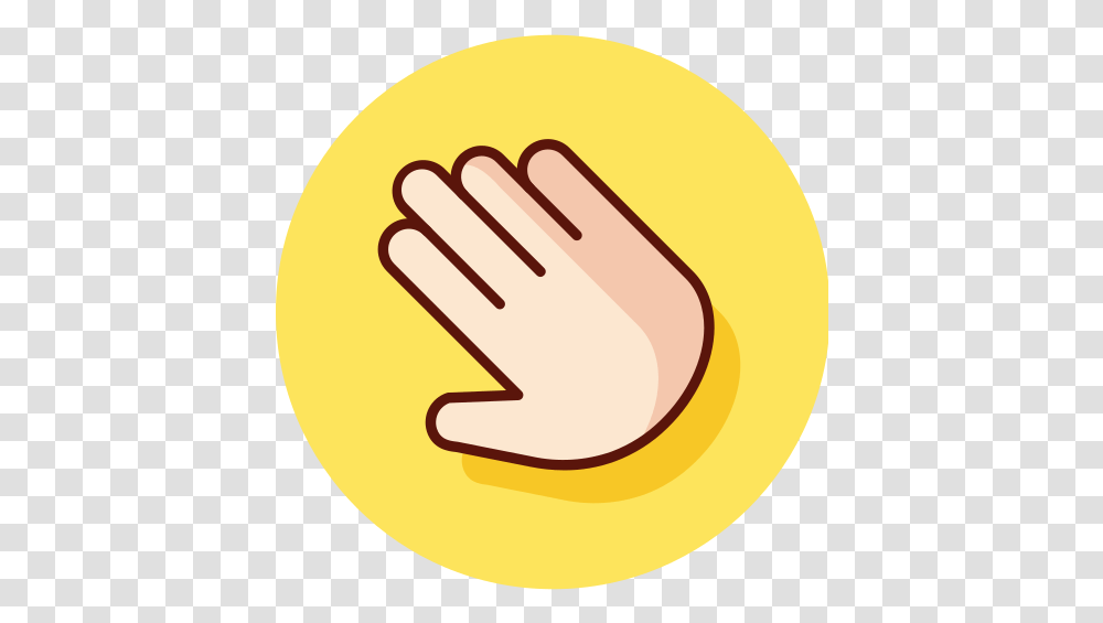 Yellow Hand Free Icon Of Gesture Hand Icon Circle Yellow, Label, Text, Food, Shoulder Transparent Png