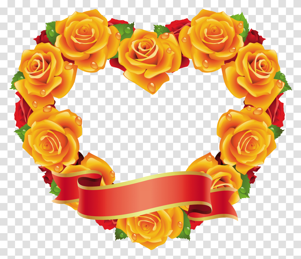 Yellow Heart Heart Flower Frame, Alphabet, Wreath Transparent Png