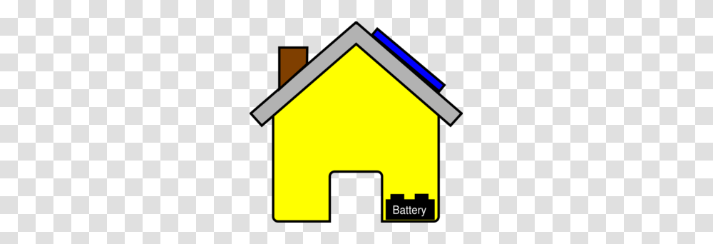 Yellow House With Solar Panel And Battery Clip Art, Building, Pac Man, Outdoors Transparent Png