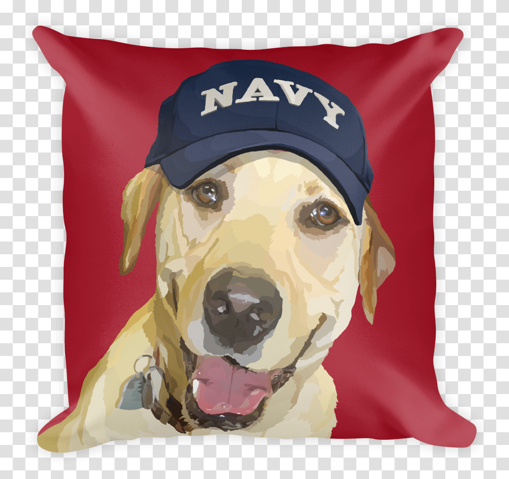 Yellow Lab With Navy Hat Labrador Army, Pillow, Cushion, Pet, Animal Transparent Png